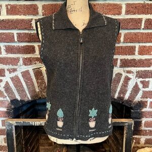 VINTAGE woolrich heathered grey/brown sweater vest